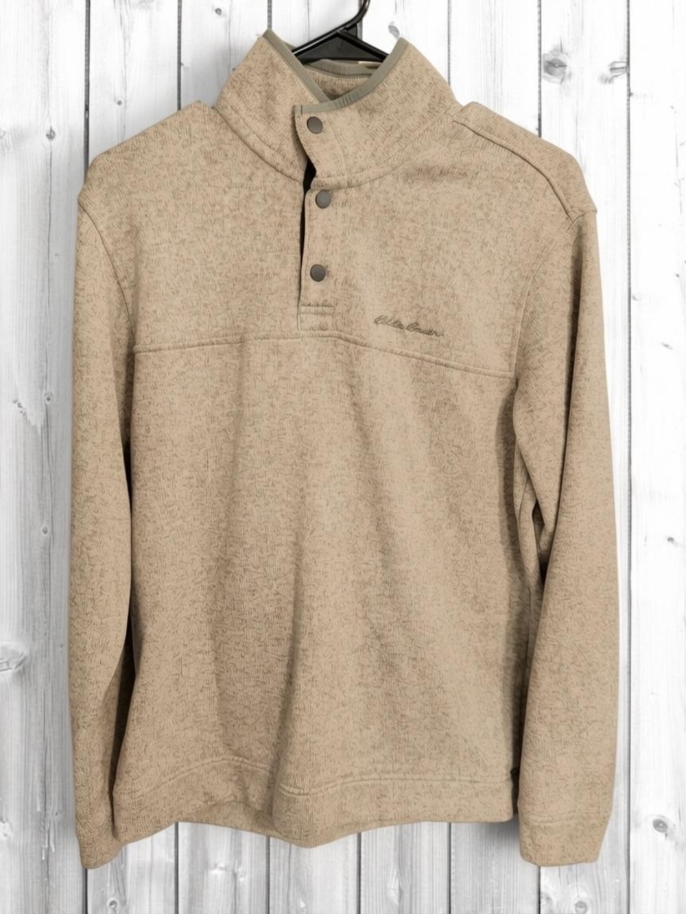 Eddie Bauer Men's Heathered Beige Snap Pullover Shirt